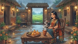 Village Girl Making Chai & Samosas in Rain 🌧️ | Ghibli Style Animation screenshot 2