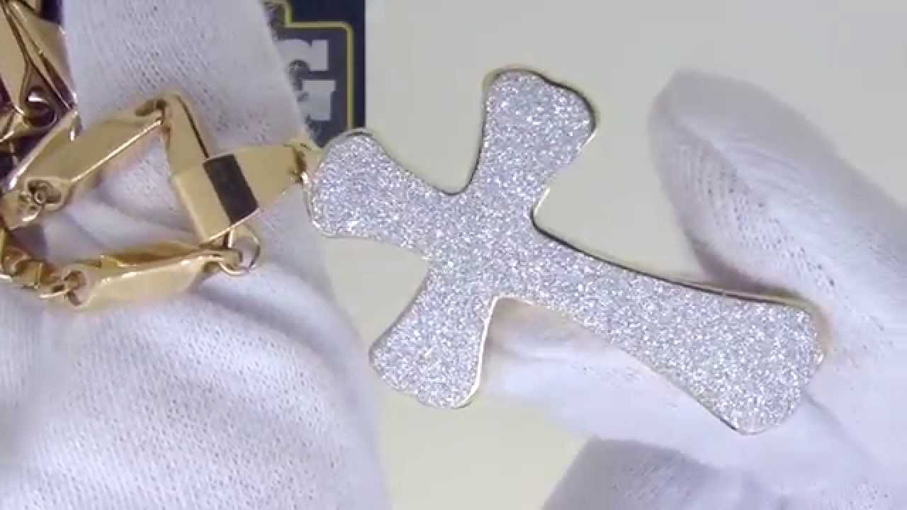 Gold Sandblasted Hip Hop Cross Pendant Free Bullet Chain YouTube