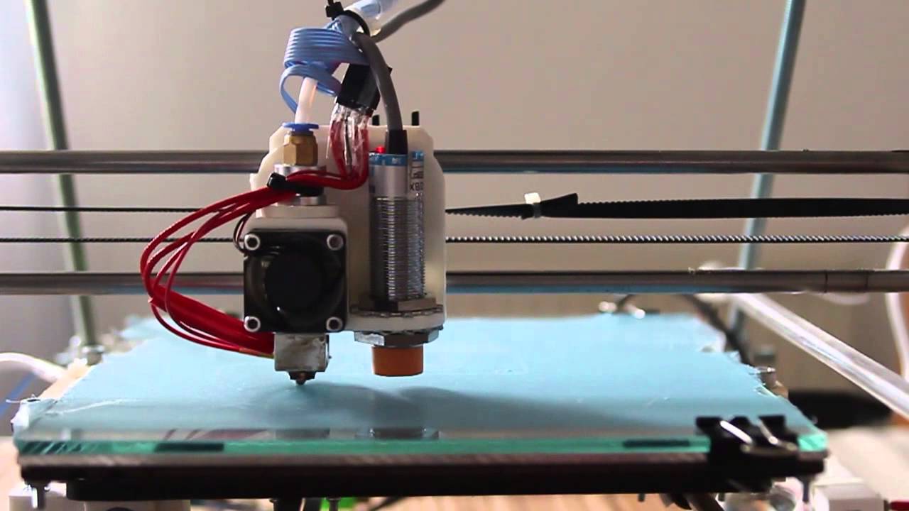 Bed auto leveling (capacitive) + E3D Hotend (RepRapPro Mendel) - YouTube