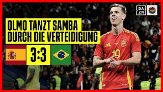 Olmo lässt sie alle stehen: Spanien - Brasilien | Internationales Testspiel | DAZN Highlights