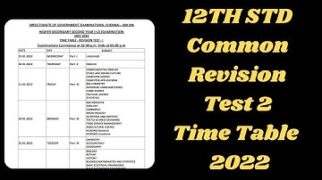 12TH COMMON REVISION TEST 2 TIME TABLE MARCH 2022