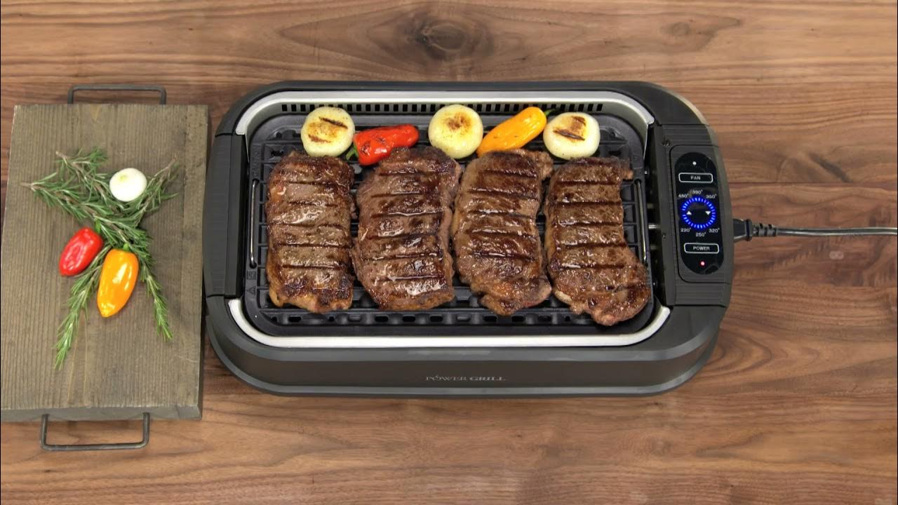 PowerXL Smokeless Grill Family Size- with Tempered Glass Lid with  Interchangeable Grill and Griddle Plate and Turbo Speed Smoke Extractor  Technology