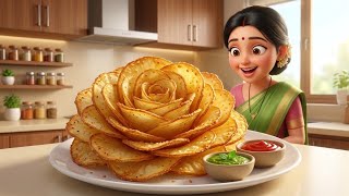 सगळे म्हणतील WOW! 😍 बटाट्यापासून बनवा Crispy Potato Flower 🌸 | Marathi Recipe screenshot 4