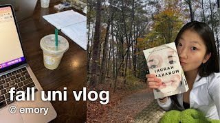uni vlog at emory | burn out, fall days, & reading goals