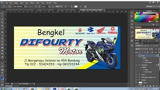 cara mudah membuat banner bengkel motor