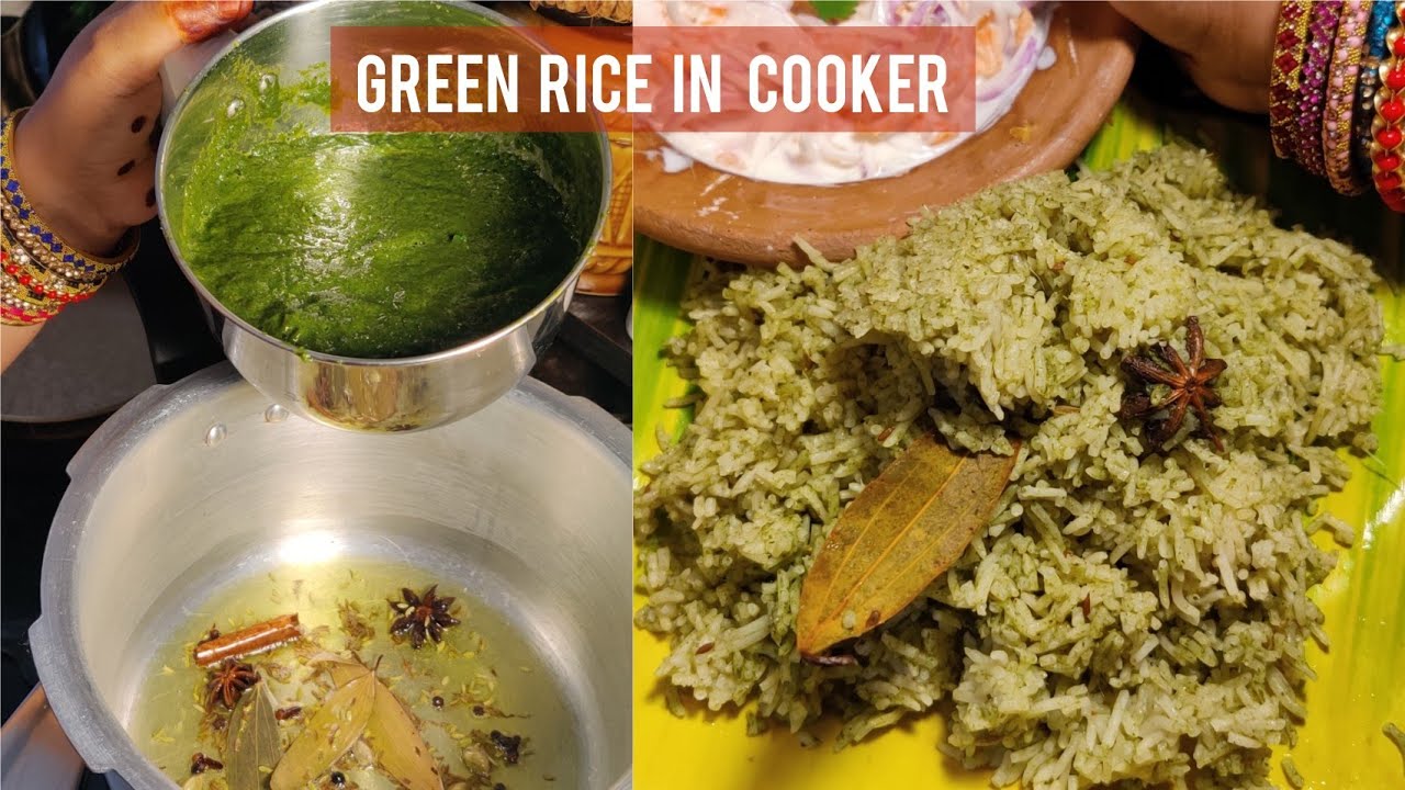 Green rice recipe in cooker One pot , easy & delicious rice recipe