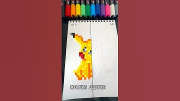 Drawing PIKACHU from Pokemon BUT in 2 Different Styles with Posca Markers! 144 P Effect! #shorts