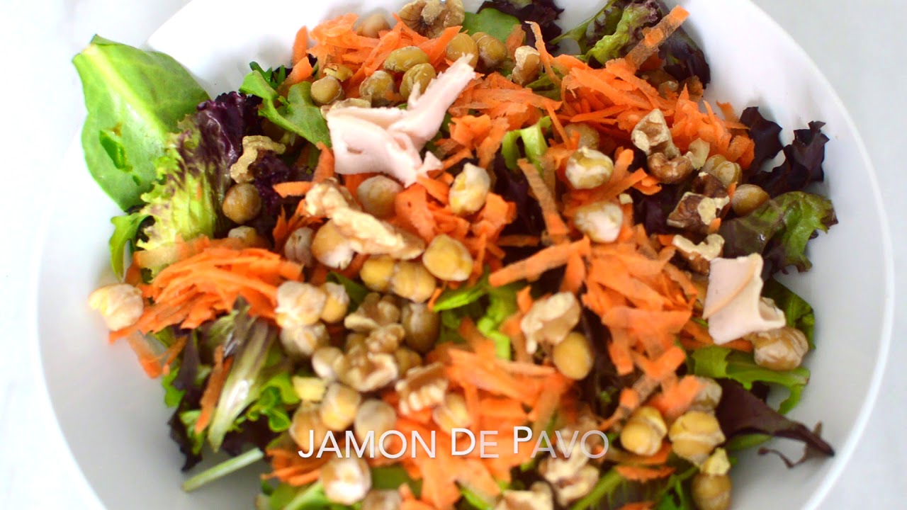 Ensalada de lechuga, garbanzos y jamon YouTube