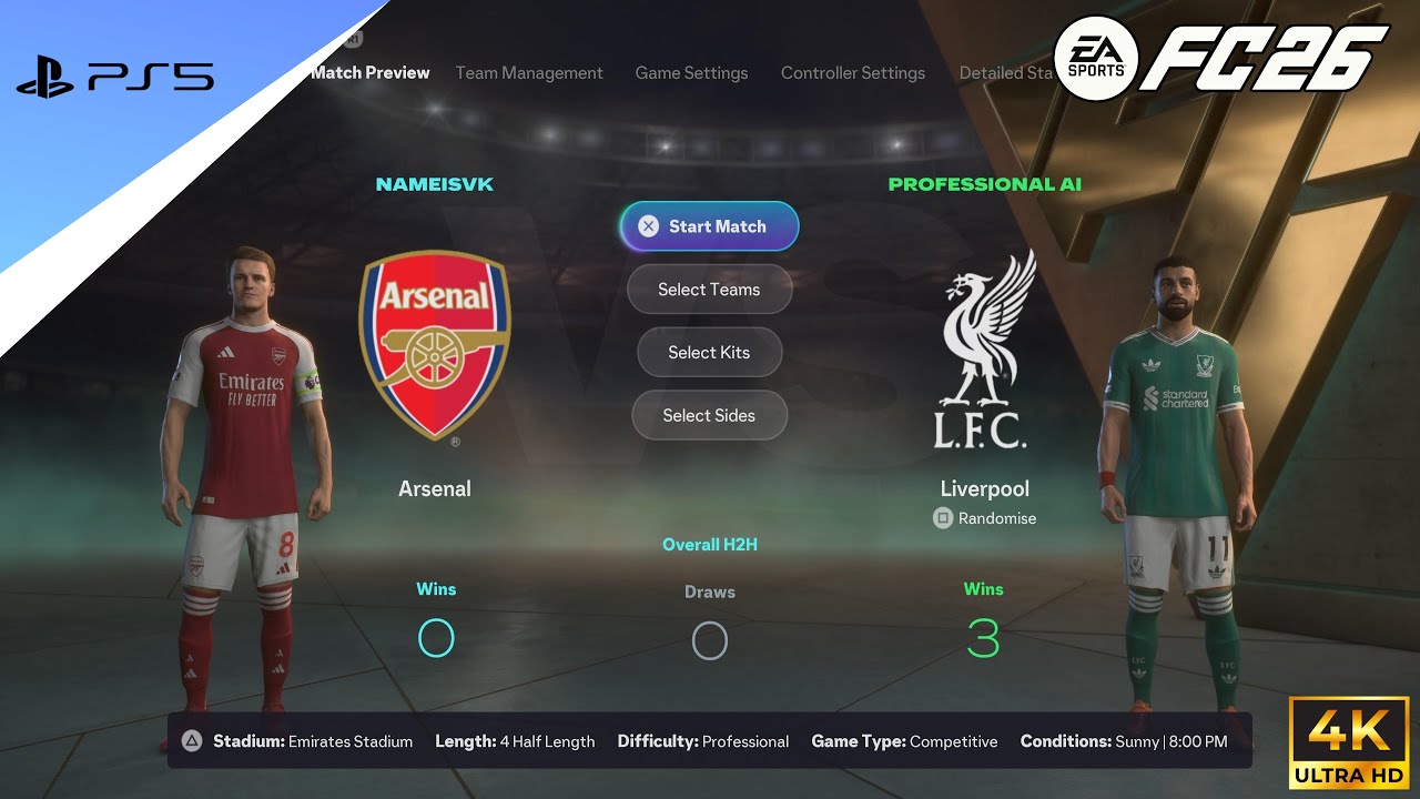 FC26 Gameplay| Arsenal vs Liverpool| Premier League| PS5| 4K