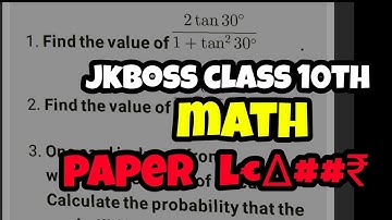 jkbose class 10th math guess paper 2025 - class 10th math important questions jkbose