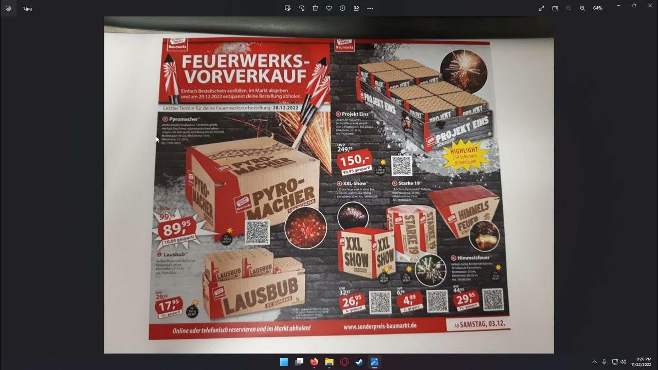 Sonderpreis Baumarkt Feuerwerk Prospekt 2022 / 2023 Feuerwerk