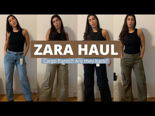 NWT Zara High Waisted Straight Leg Cargo Pants in Toffee Women's L | eBay