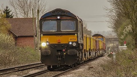 GBRf 66718 + 66722 Pass Soham with an engineering train | 03/04/2021