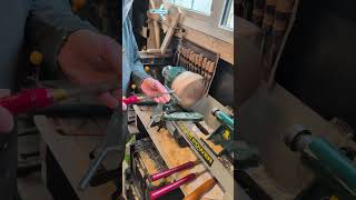 Student in the workshop learning to turn a bowl! #woodturning