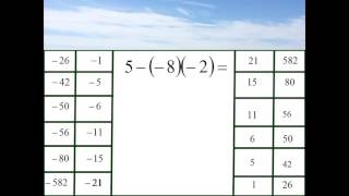 5–(–8)(–2)=? Multiple choice question. Order of operations with integers. MathPrimary Quiz For Kids.
