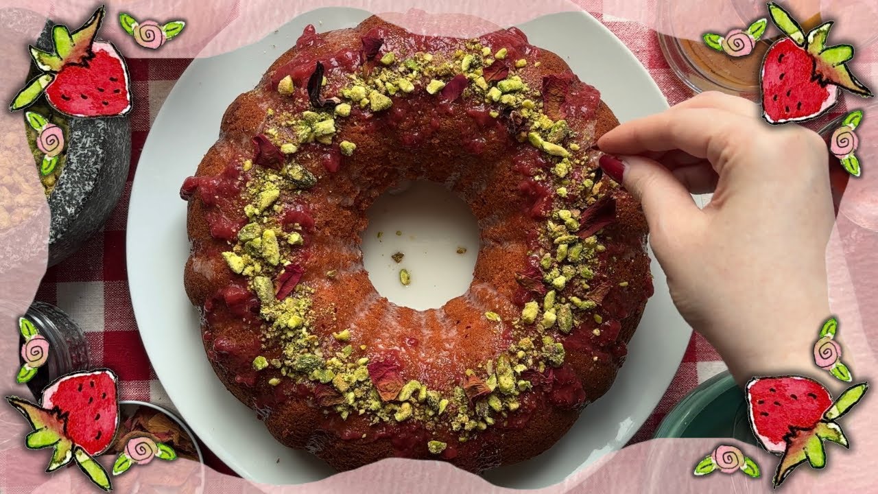 ASMR Baking A Strawberry Rose Cake 🍰 🍓 (relaxing whispers & baking sounds)