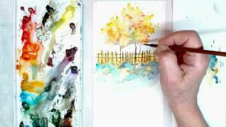 Hedwig's Art, This watercolor painting is an easy little landscape.