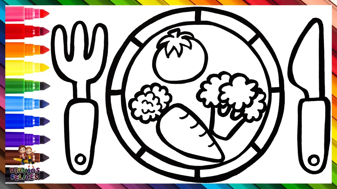 Dibuja y Colorea Un Plato Y Verduras 🍽️🍅🥦🥕🌈 Dibujos Para Niños -  thptnganamst.edu.vn