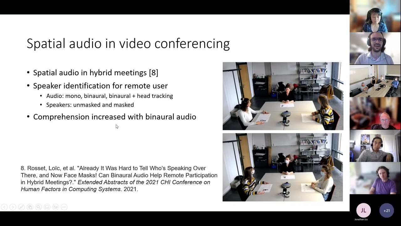 Binaural spatial audio positioning in video calls
