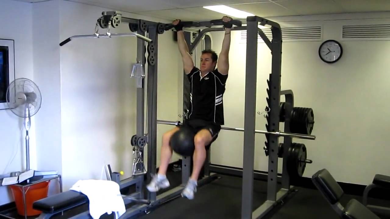 Hanging Knee raises with Medicine Ball YouTube