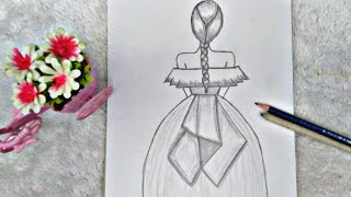 رسم بنت بفستان طويل رائع وظفيرة بالرصاص بالخطوات |How to draw agirl with beautiful dress