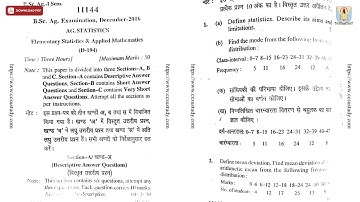 BSC 1ST SEM AG STATISTICS ELEMENTARY STATISTICS AND APPLIED MATHEMATICS DEC 2016 | CCSU