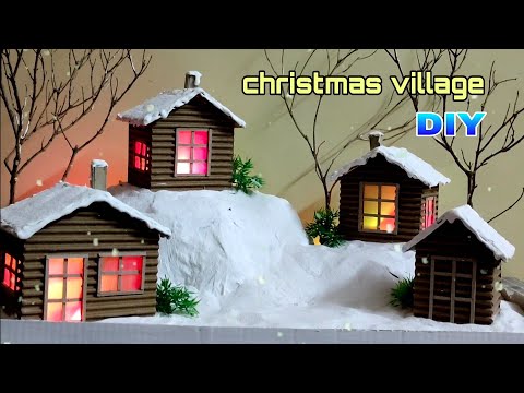How to Make Christmas Village | Cardboard Winter Village | DIY Card board house |