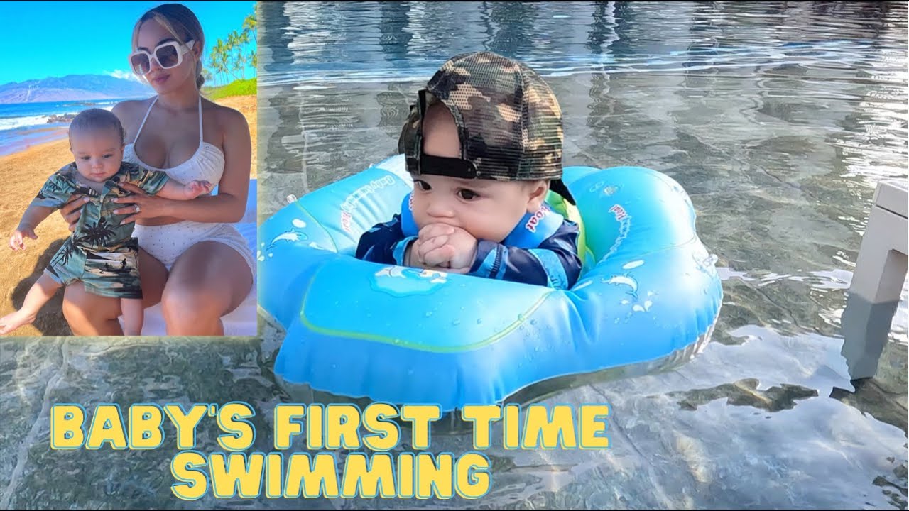 OUR BABY'S FIRST TIME SWIMMING CAUGHT ON CAMERA! ** CUTE! ** - YouTube