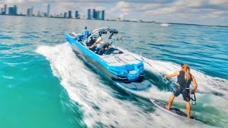 Wakesurfing in Miami and Surfing Behind a Yacht!