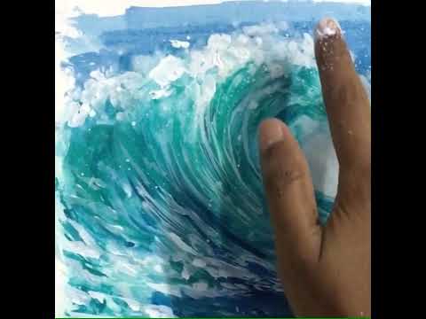 Abstract Sea Waves Painting: Acrylic Paint + Sugar - Mixed media