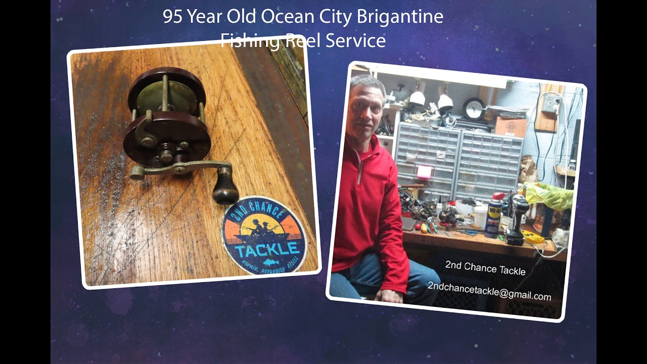 95-летнее обслуживание и ремонт рыболовных катушек для морской рыбалки на бригантине в Оушен-Сити.