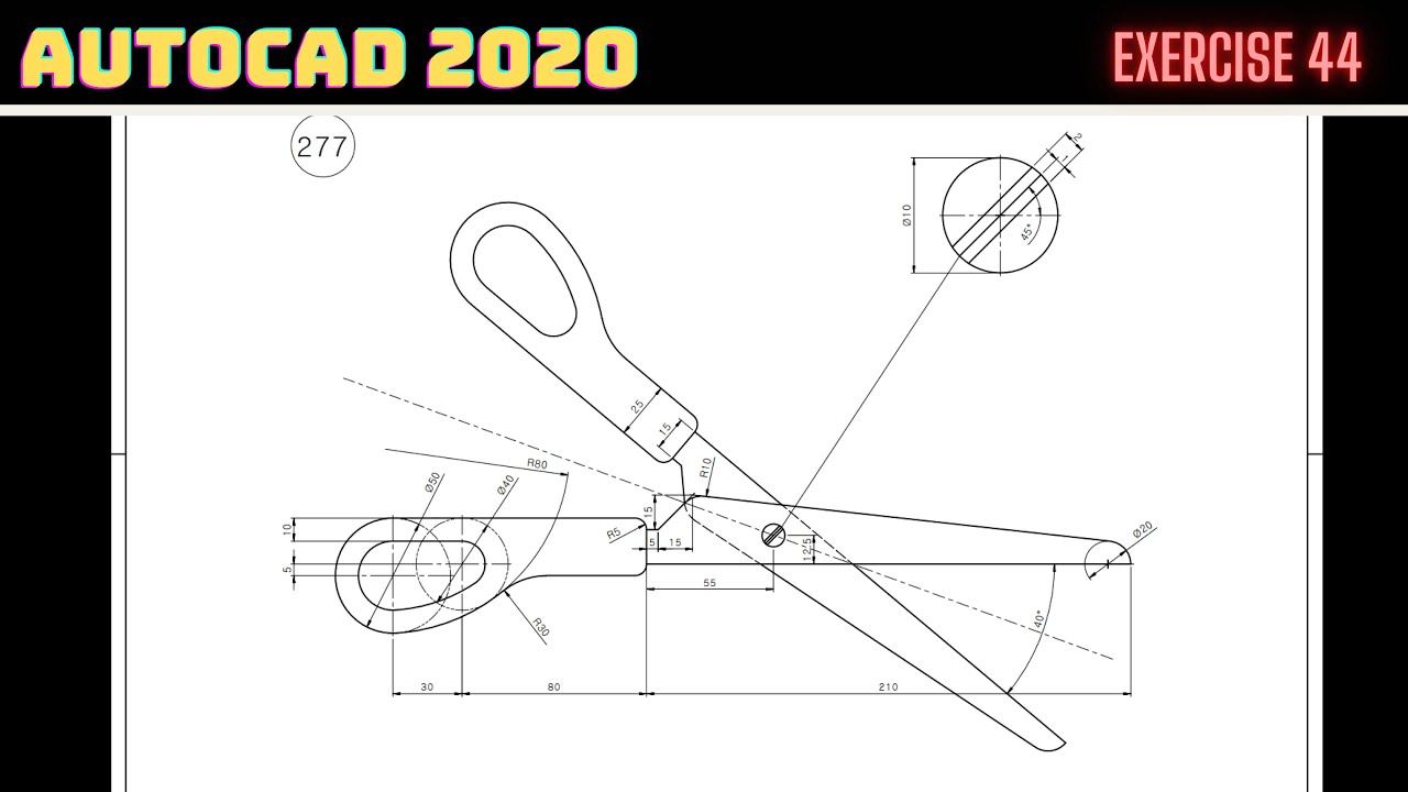 Autocad Makas Çizimi Autocad Scissors Drawing Autocad Dibujo de