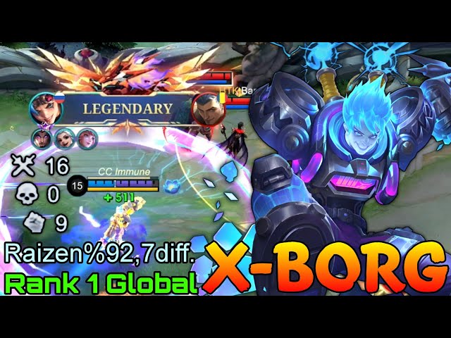 Hyper Carry X.Borg  Perfect Gameplay - Top 1 Global X.Borg by Raizen%92,7diff. - Mobile Legends class=