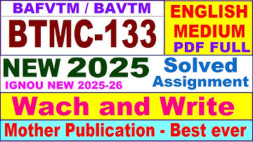BTMC 133 solved assignment 2025 in English || btmc 133 solved assignment 2024-25 || btmc133 2025-26