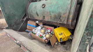 ASMR Garbage Truck Crushing a Box of Christmas Ornaments 🎄💥 Satisfying Glass Compactor Sounds