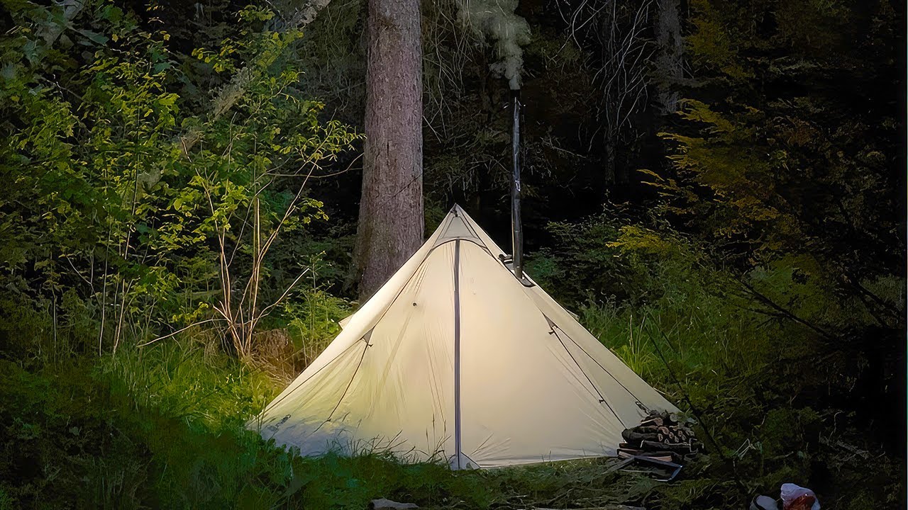 Solo Hot Tent Camping | Wood Stove Steak - YouTube