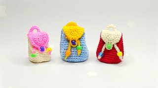 картинка: 🌸Маленький игрушечный рюкзак или оригинальный  брелок  крючком 🌸