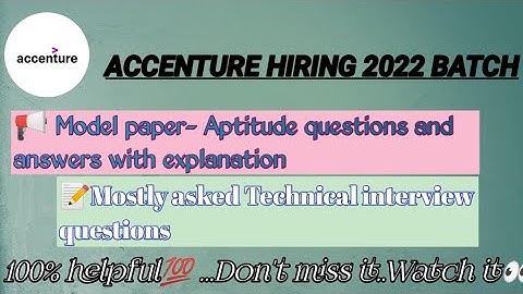 💥Accenture model paper-Aptitude questions &answers with explanation&& Technical interview questions