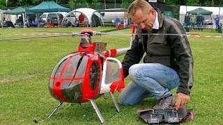 HUGE RC HUGHES-500 SCALE MODEL ELECTRIC HELICOPTER FLIGHT DEMONSTRATION