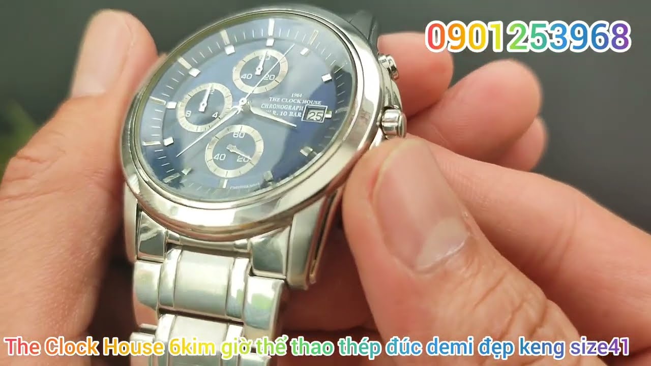 Đồng hồ The Clock House 1964 sx Japan size41 6kim chronograph thép