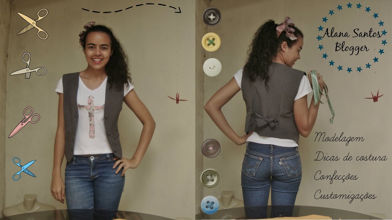 Aprenda a fazer molde de colete com Alana Santos Blogger - YouTube
