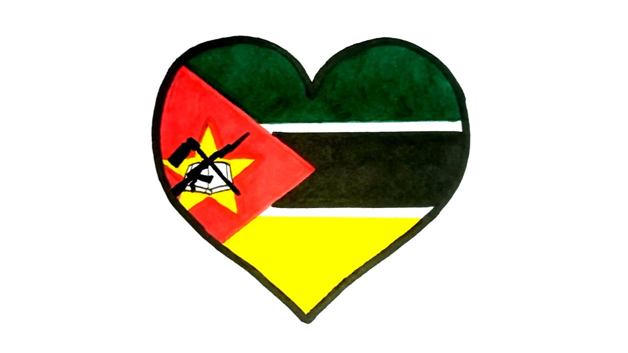 How to Draw Mozambique Heart Flag | Country Flag | Heart Flag | Love Flag