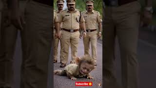 🙏police #wale #Ne pyare #Bandar ko mara #cute #beautiful video 👍👍