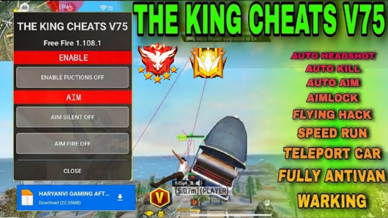 Kind Chears THE KING CHEATS V75 OB48 NEW UPDATE FF MOD MENU | ANTIBAN HACK THE KING ...