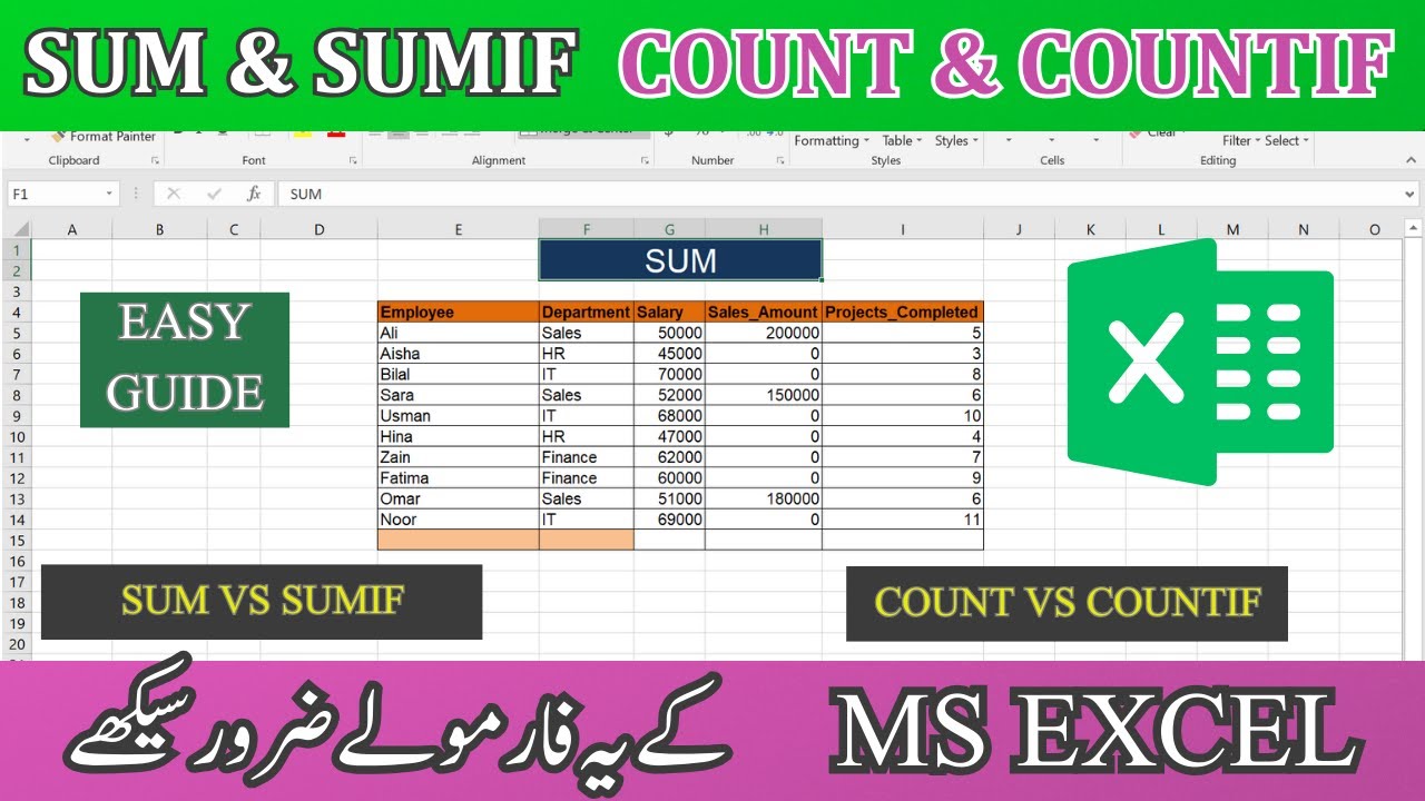How to Use SUM, COUNT, SUMIF & COUNTIF in Excel Like a Pro! - YouTube