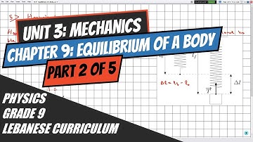 Physics, Grade 9- Mechanics: Chapter 9, Equilibrium of a Body: Part 2.