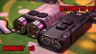 Сравнение фонарей BORUiT V3  vs NITCORE  TIP SE (наключные фонарики )