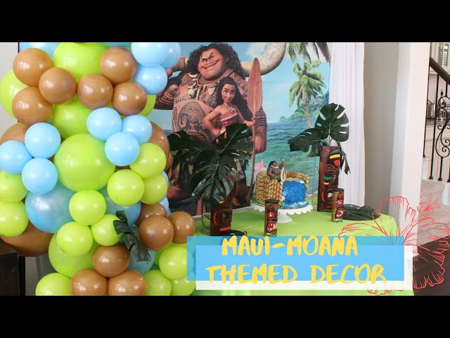 Maui Themed Birthday Decor, Moana Decor, Blue & Green Balloon Garland  Tutorial