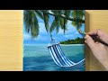Tropical Paradise Beach Painting / Acrylic Painting / STEP by STEP #245 / 해변풍경 아크릴화