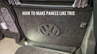 VW Camper  How to make and trim panels using 4 way stretch carpet
